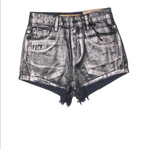 Free People Black and Silver Jean Shorts